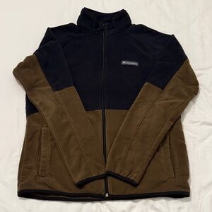 Columbia Two-Tone Fleece Jacket in Black and Tan Size Medium